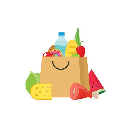 Ребенок и пакеты с продуктами