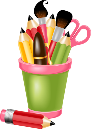 Стаканчик с кистями и карандашами