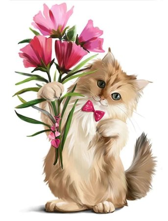 Кот с цветами клипарт (47 фото)