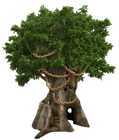 Сказочное дерево на белом фоне