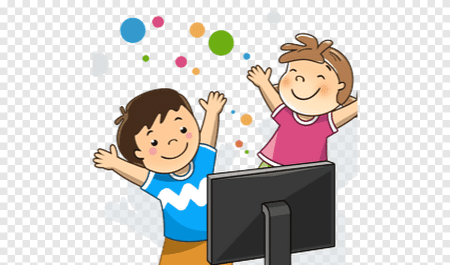 Ребенок с компьютером на прозрачном фоне