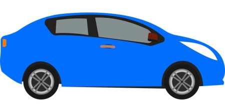 Автомобиль синий сбоку вектор