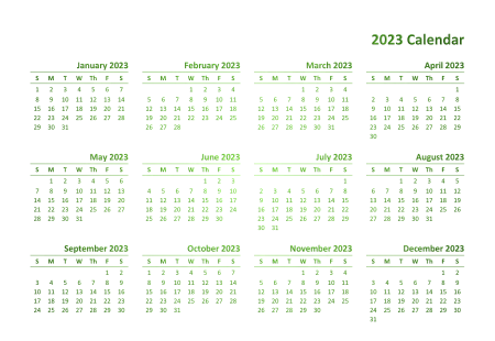 Календарная сетка 2023