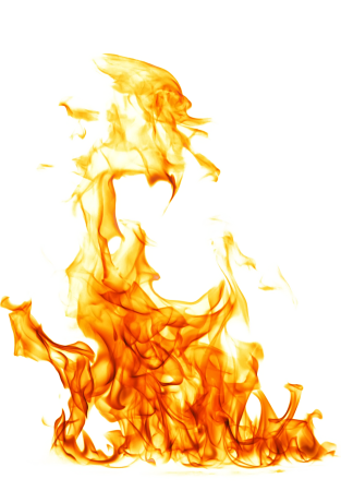 Пламя огня на белом фоне