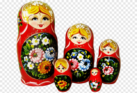 Русская Матрешка на белом фоне