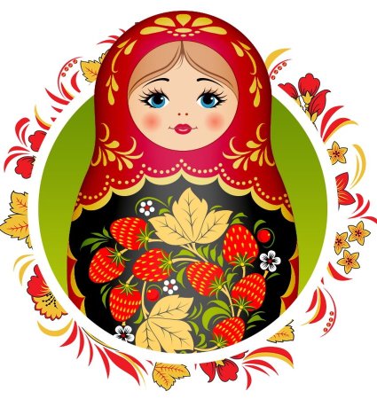 Русская Матрешка на белом фоне