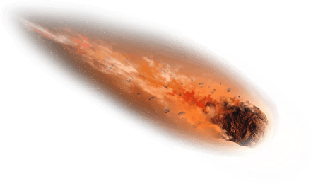 Падающий метеорит на белом фоне