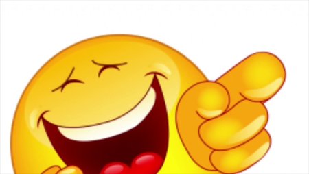 Смайлик ржет и показывает пальцем