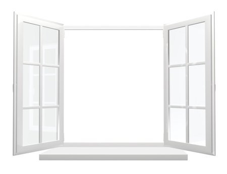 Открытое окно на белом фоне