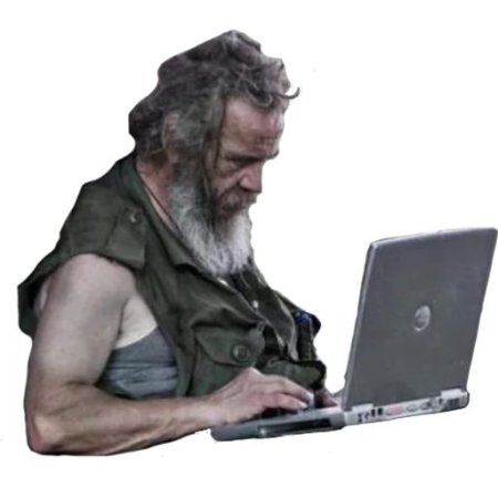 Бомж на прозрачном фоне