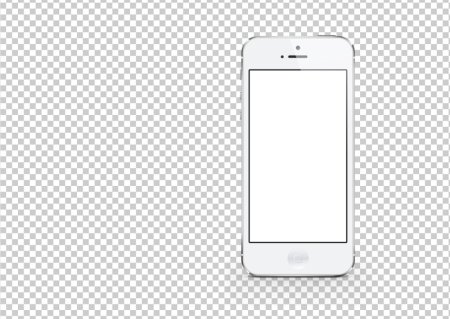 Белый смартфон на прозрачном фоне