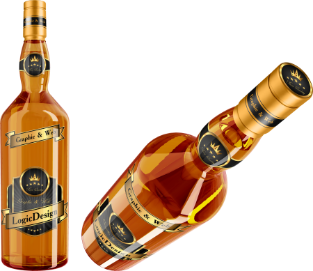 Бутылка алкоголя на белом фоне