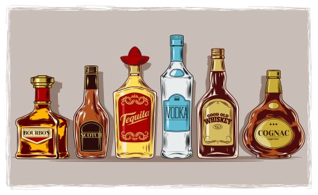 Бутылки с алкоголем Рисованные