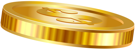 Золотая монета на прозрачном фоне для детей