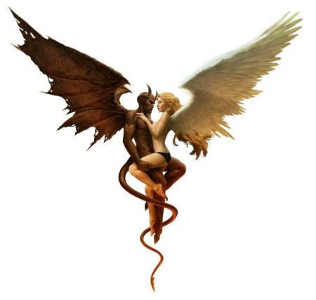 Наклейка - ангел и демон