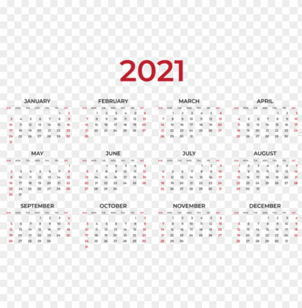 Календарь 2021 на прозрачном фоне