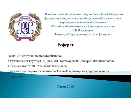 Титульный лист РЭУ им Плеханова