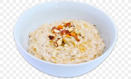 Овсяная каша на белом фоне