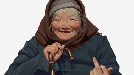 Бабушка на белом фоне