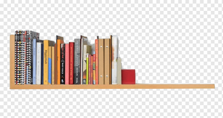 Полка с книгами на прозрачном фоне