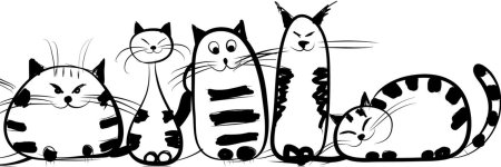 Котик вектор чб