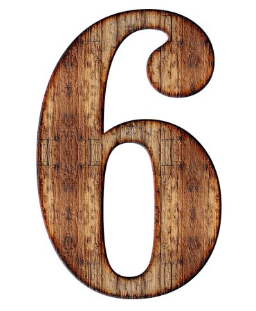 Деревянная цифра 6