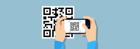 QR код на синем фоне
