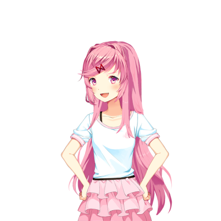 Нацуки Doki Doki Literature Club с длинными волосами