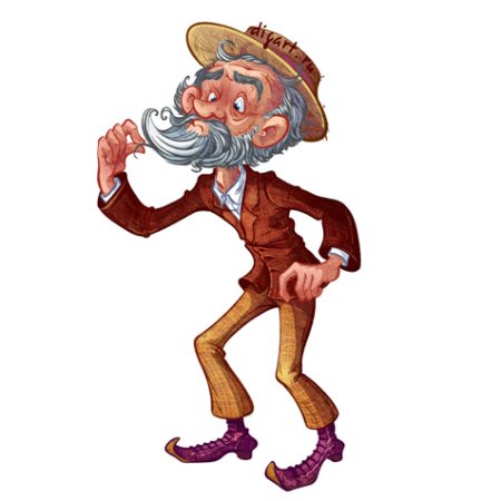 Старик Хоттабыч на белом фоне