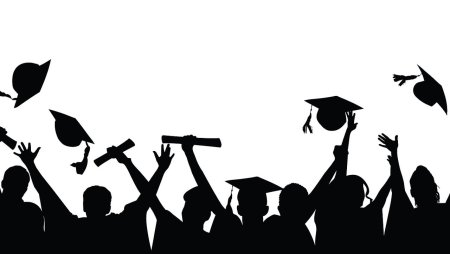 Kids Graduation silhouette PNG