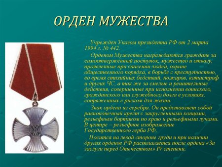 Орден Мужества 1 2 3 степени