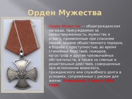 Орден Мужества за спасение на пожаре
