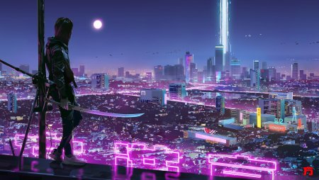 Город киберпанк 2077 неон