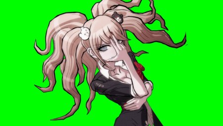 Джунко Эношима на зелёном фоне