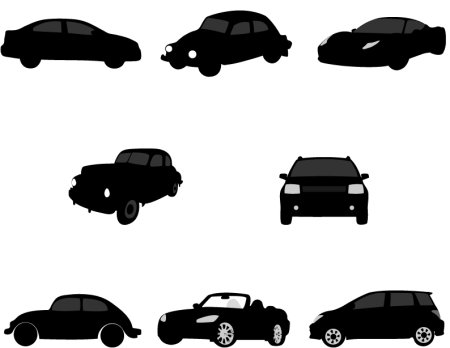 Контурные силуэты автомобилей