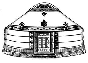 Бурятская юрта черно белую