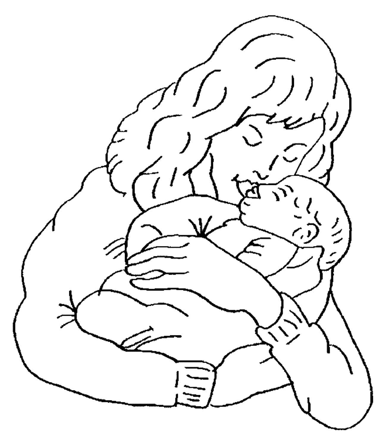 Распечатать про маму. Рисунок ко Дню матери. Раскраска мама с младенцем. Мама с ребенком раскраска для детей. Рисунок на день матери легкий.
