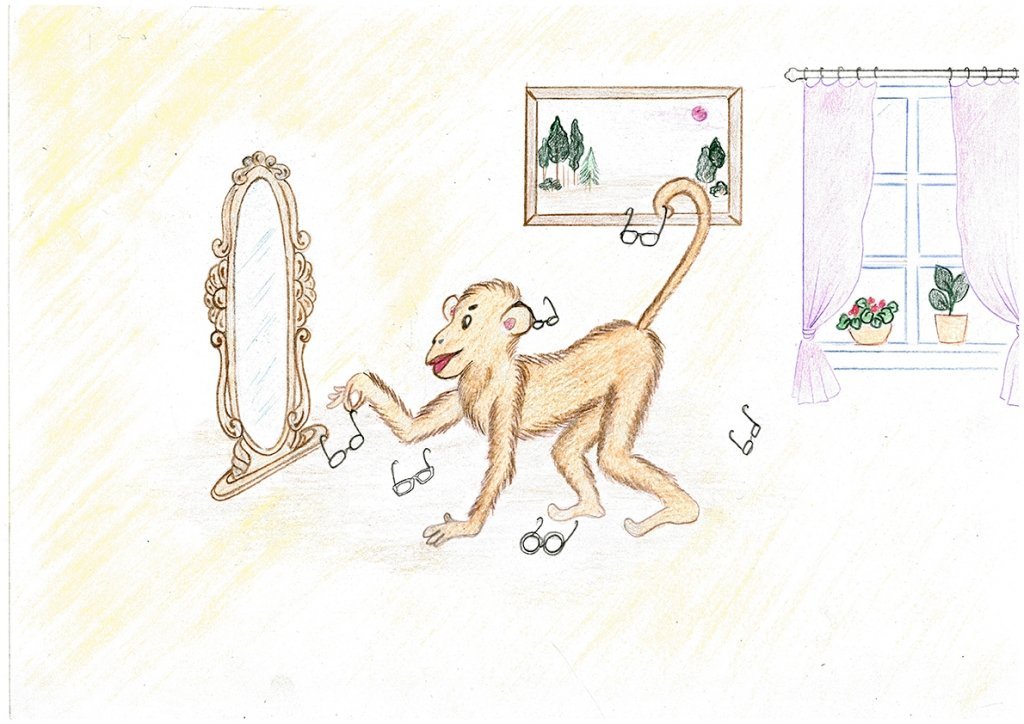 Рисунок про обезьянку житков. Житков про обезьянку 3 класс. Иллюстрация к басне мартышка и очки 3 класс. Рисунок к басне Крылова мартышка и очки 3 класс. Иллюстрация к басне зеркало и обезьяна.