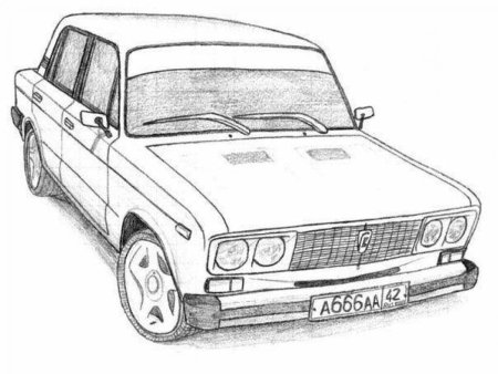 Раскраска ВАЗ 2106 спереди