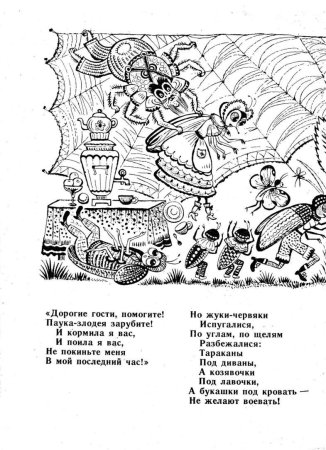 Раскраски по сказкам Чуковского Муха Цокотуха для детей