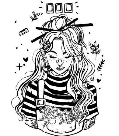 Рисунок для раскраски aesthetic girl