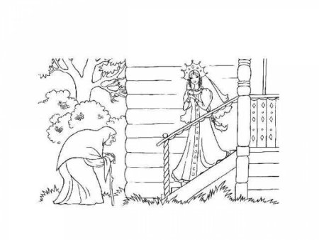 Сказка о мёртвой царевне и семи богатырях разукрашка