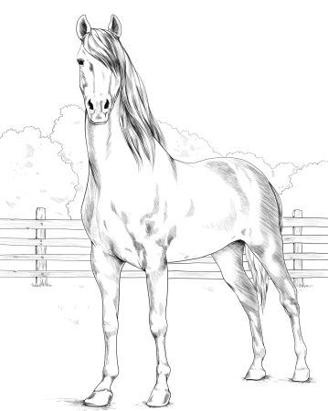 Картинки раскраски конь (54 фото)