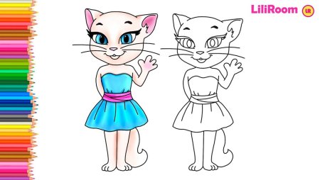 Кошечка Анжела раскраска