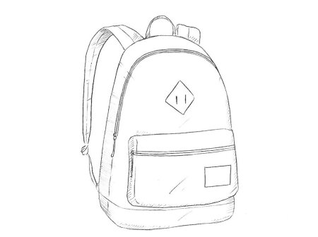 Раскраска школьный рюкзак с принадлежностями