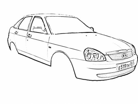 Лада Приора нарисованная сбоку