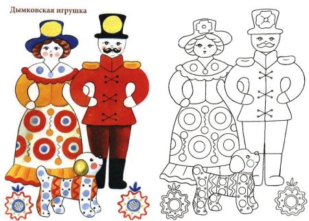 Раскраска народные промыслы России для детей Дымковская игрушка