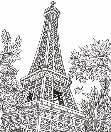 Картинки раскраски эйфелева башня (52 фото)