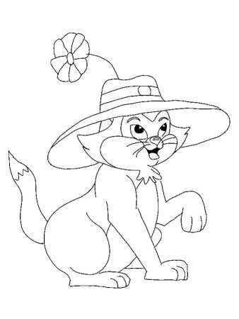 Кот в шляпе раскраска