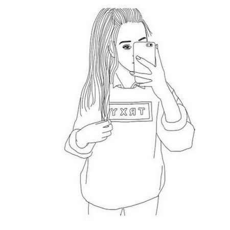 Рисунки для срисовки девушки с телефоном